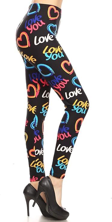 PLUS SIZED HIGH WAISTED LEGGINGS - COLORFUL LOVE/ HEARTS