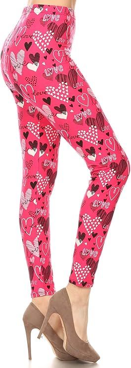 PLUS SIZED HIGH WAISTED LEGGINGS - PINK LOVE