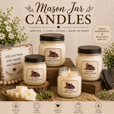 FARMHOUSE SOY CANDLES - 12 OUNCE MASON JAR