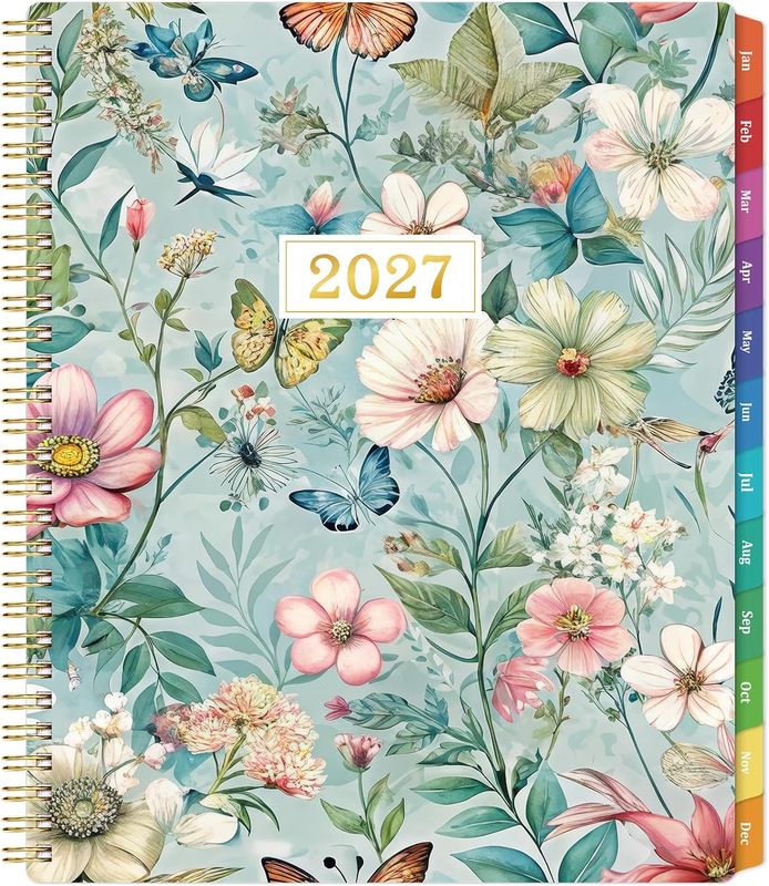 2026 Planner - from January 2027 - December 2027 - BLUE FLORAL GARDEN