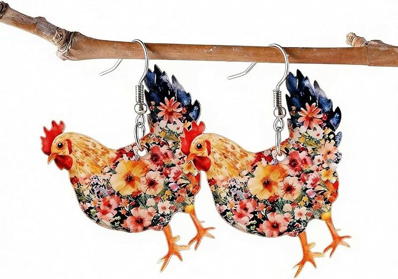 Chicken Dangle Style Earrings - COLORFUL