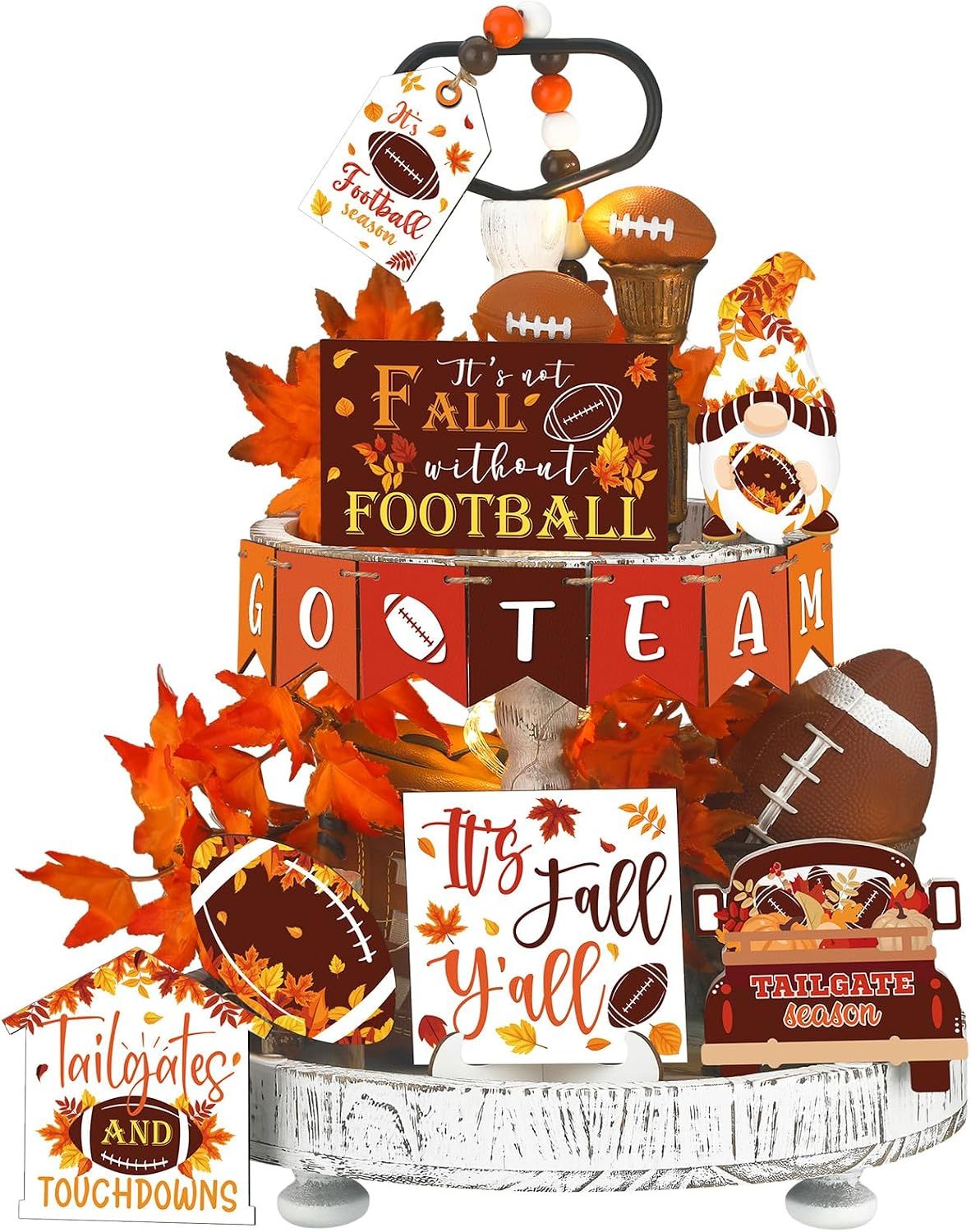 TIERED TRAY DECOR SET   15 PIECE SET - IT' S FALL Y'ALL FOOTBALL