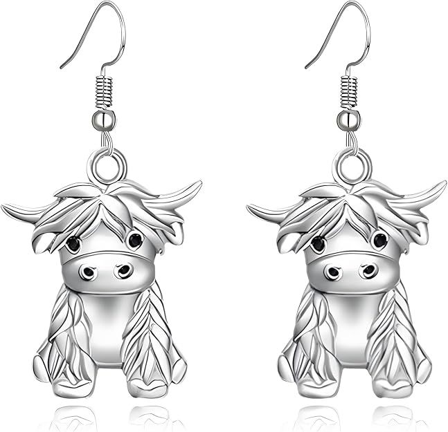 Highland Cow Earrings - SILVER