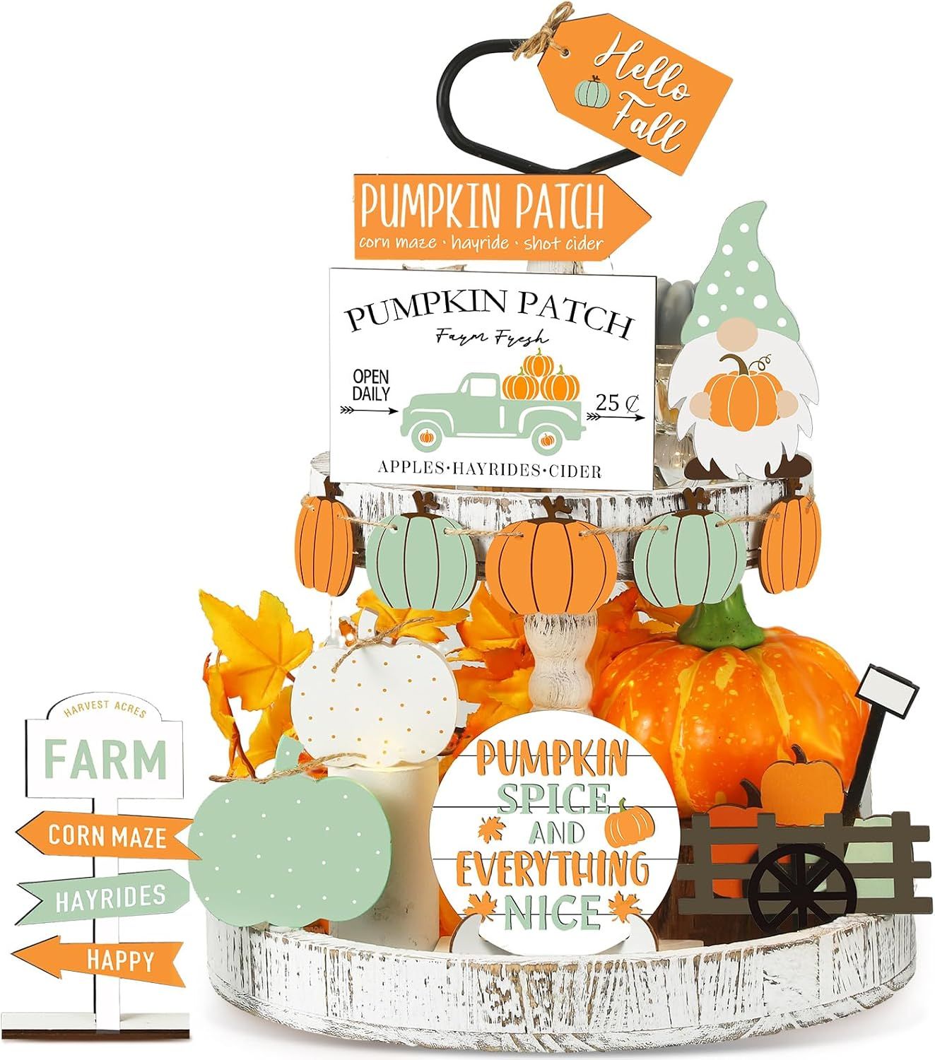 TIERED TRAY DECOR SET - 15 PIECE SET - PUMPKIN SPICE...