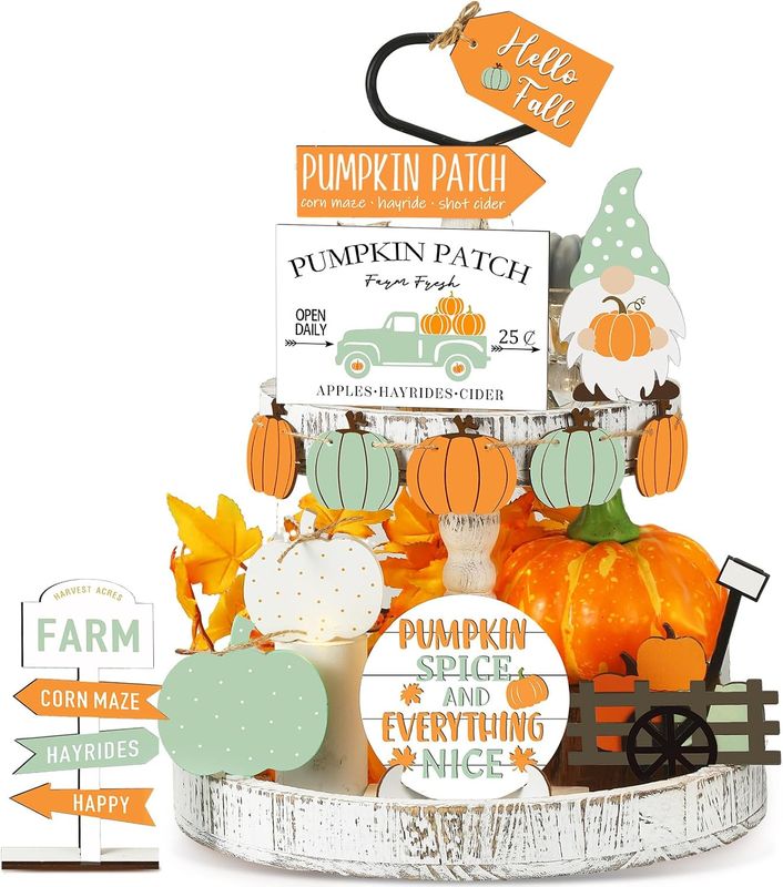 TIERED TRAY DECOR SET - 15 PIECE SET - PUMPKIN SPICE...