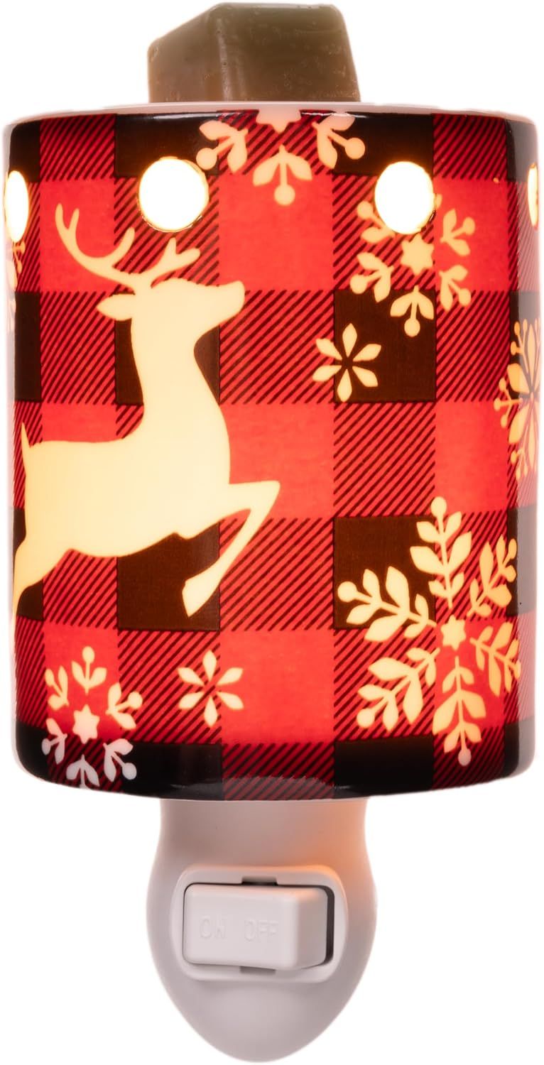PLUGGABLE WARMER - BUFFALO PLAID REINDEER