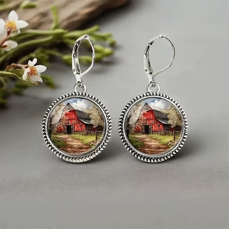 Round Cabachon Earrings - RED BARN