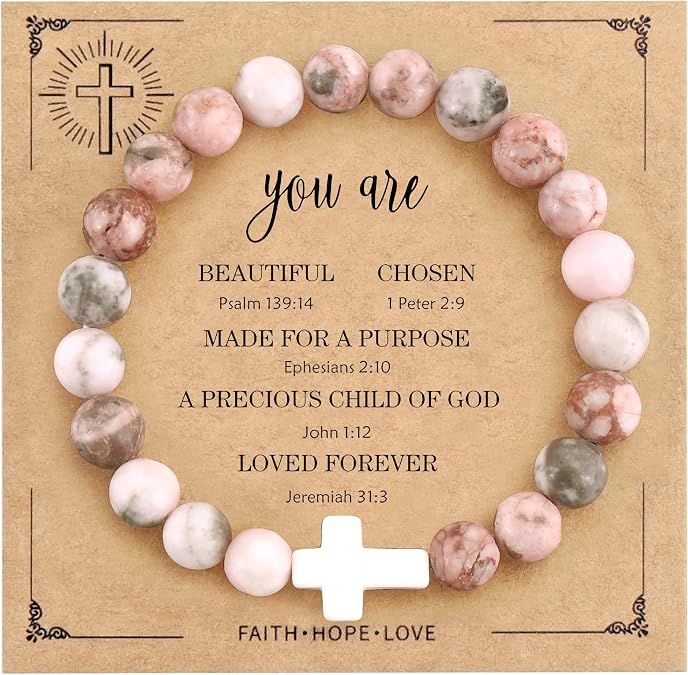 Beaded Cross Bracelet- PINK