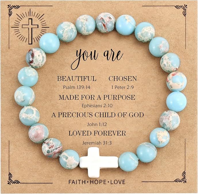Beaded Cross Bracelet- BLUE