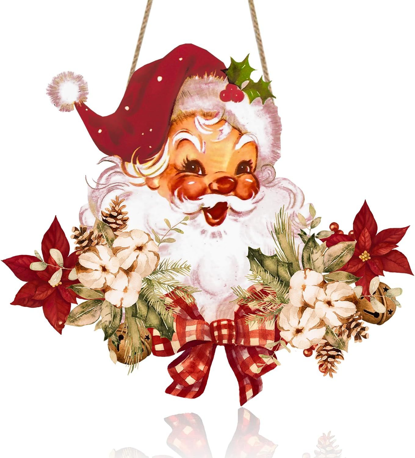 WOODEN DOOR HANGER - VINTAGE SANTA