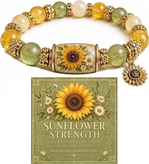 Natural Stone Beaded Stretch Bracelet - SUNFLOWER
