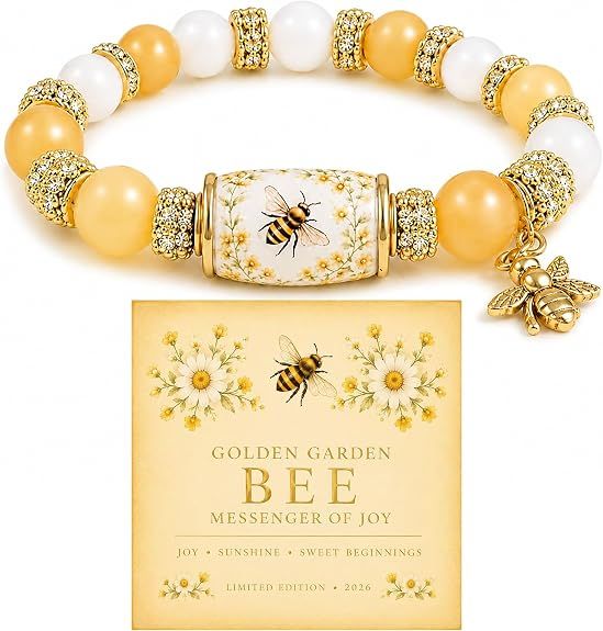 Natural Stone Beaded Stretch Bracelet - BEE