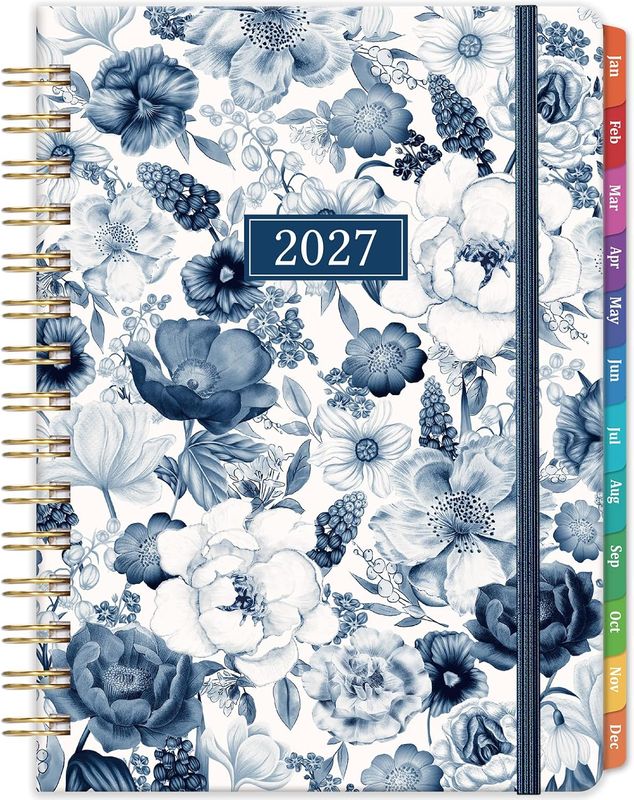 2027 Planner - January 2027 to December 2027 - NAVY FLORAL