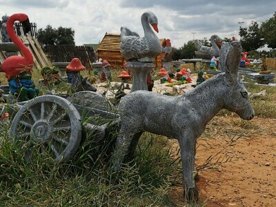 Donkey and Cart Statue