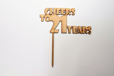 Cheers to 21 Years Cake Topper