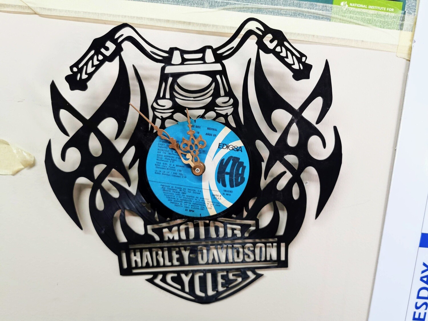 Harley Davidson Laser-cut LP Record Clock