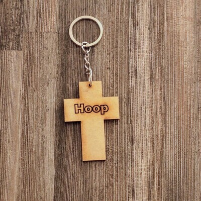 Wooden Cross of Hope Keychain