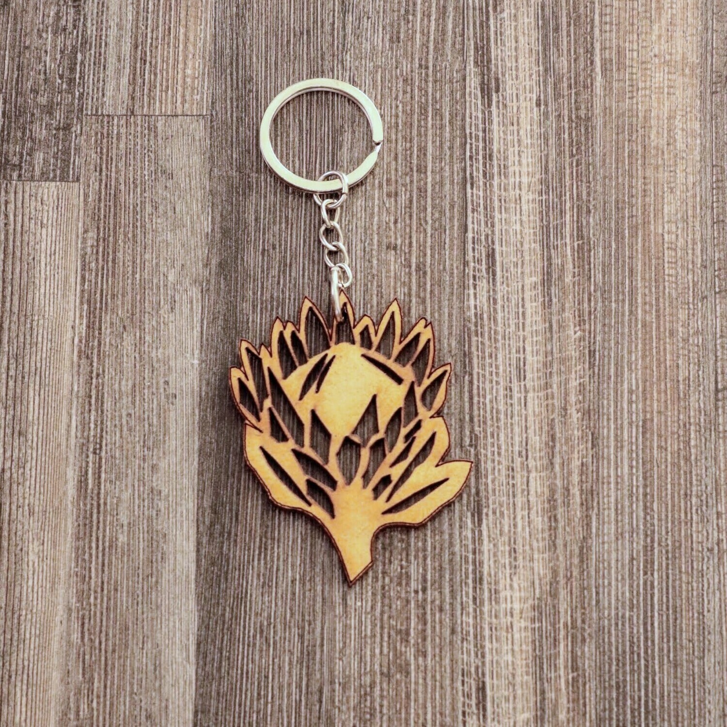 Protea Wooden Keychain