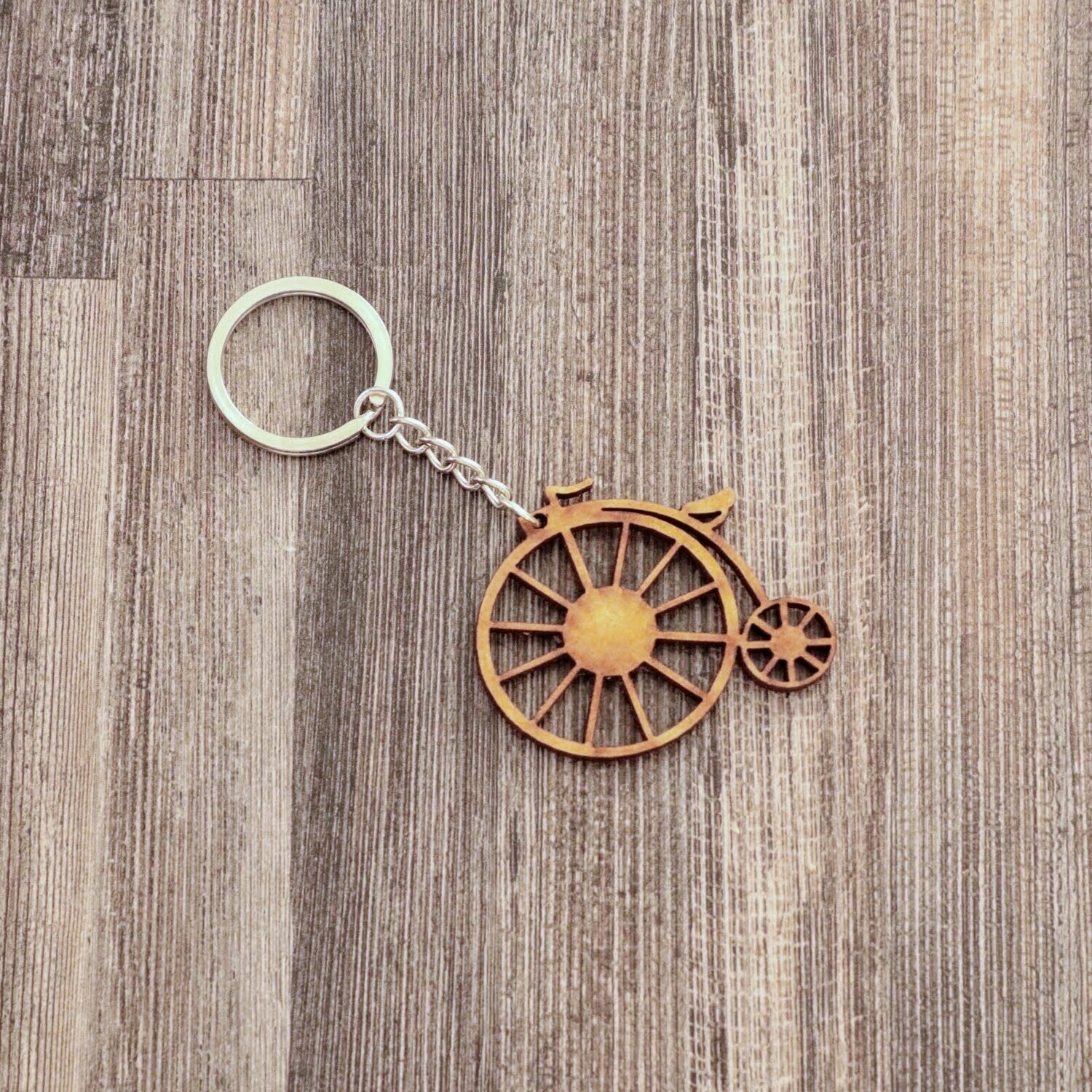 Penny Farthing Bicycle Wooden Keychain