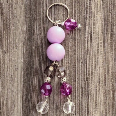Purple & Pink Bead Duo Keychain