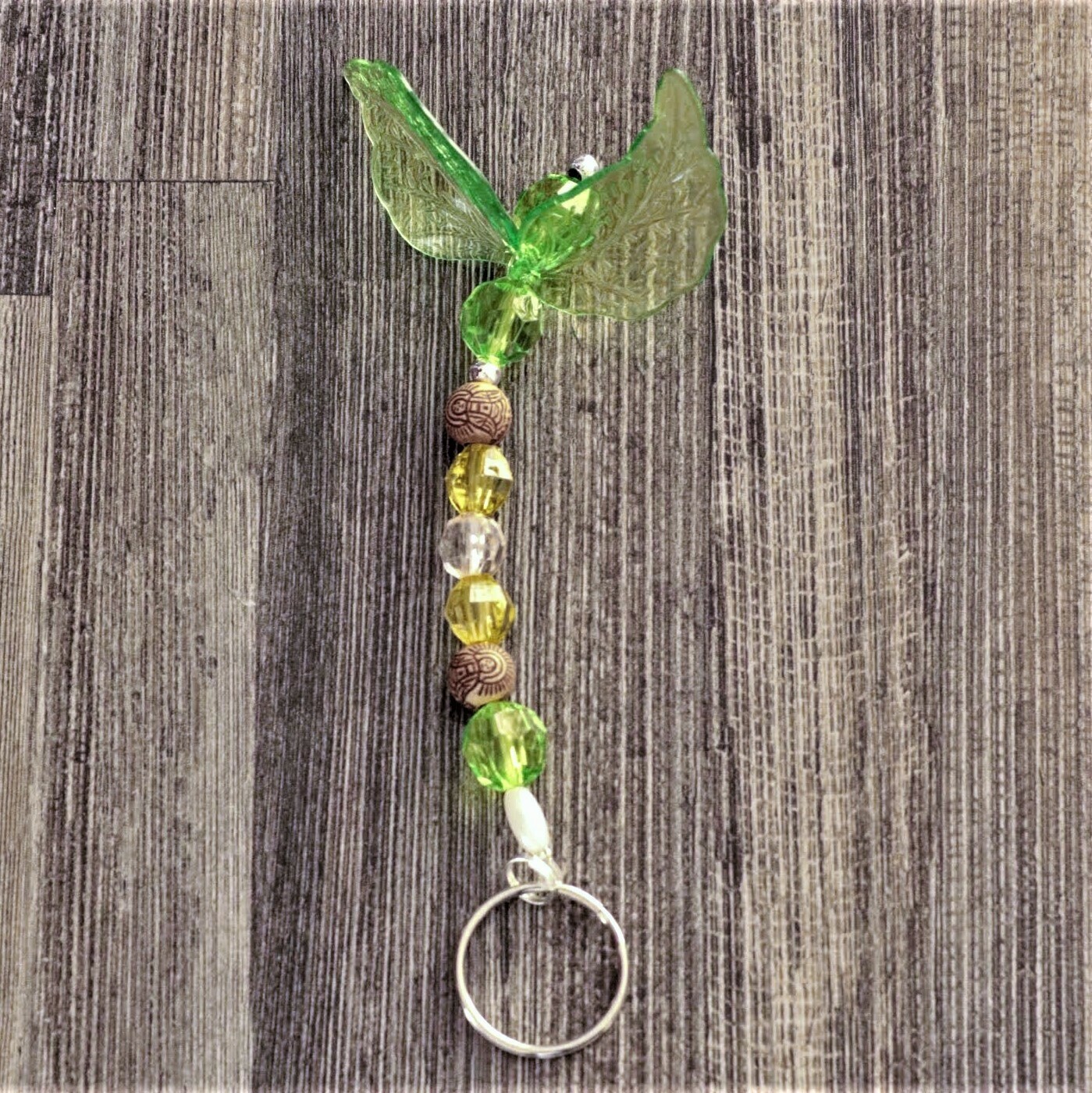 Green Bead Wing Keychain