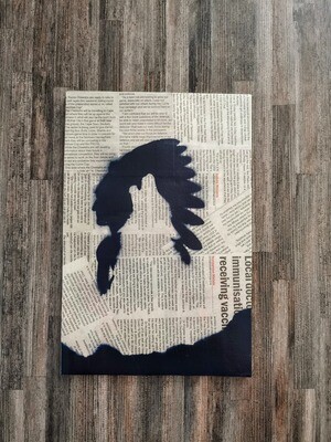 Wolf and Man Newspaper Spray Art