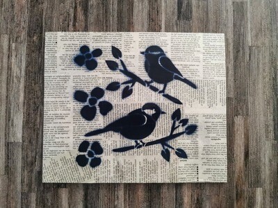 Small Birds Newspaper Spray Art