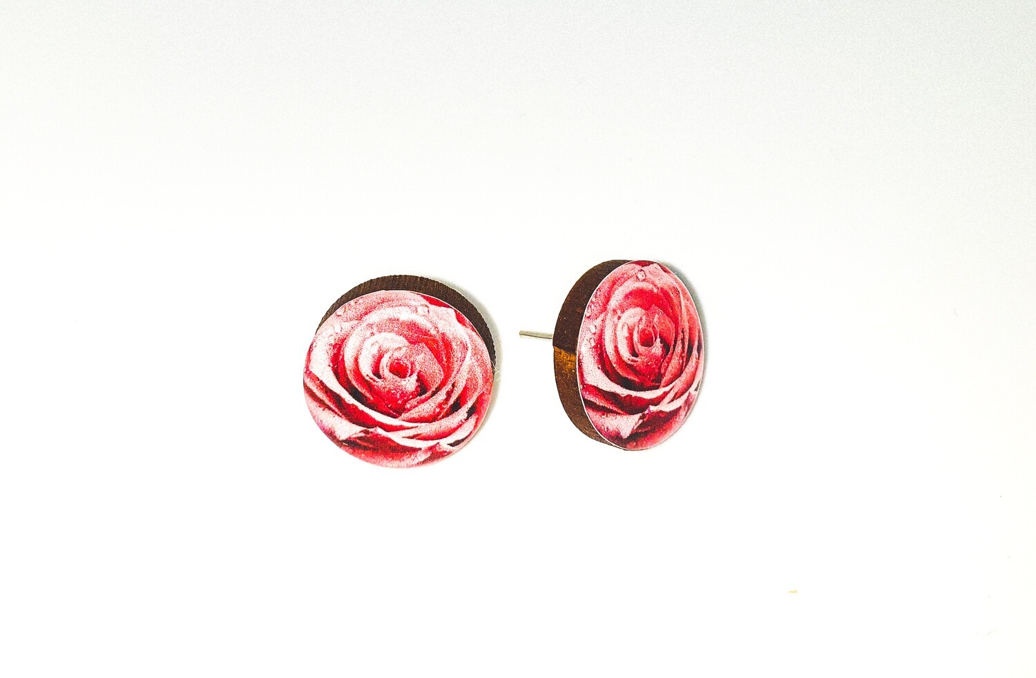 Dome stud earrings: Pink Rose
