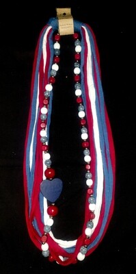 T-shirt yarn necklace : Red, White & Navy