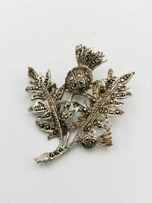Marcasite Thistle Brooch Pin *RARE FIND* Circa 1980s Scottish