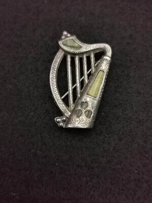 Irish Sterling Silver Harp Brooch