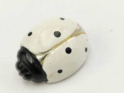 Lady Bug Brooch White And Black