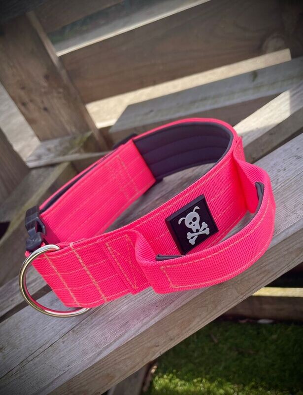 Halsband met handvat Neon Pink XL
