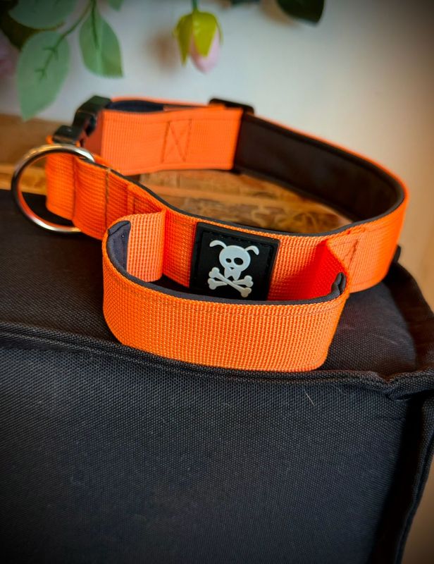 Halsband met handvat Neon Orange M