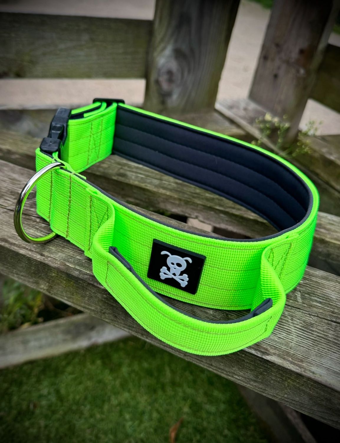 Halsband met handvat Neon Green L