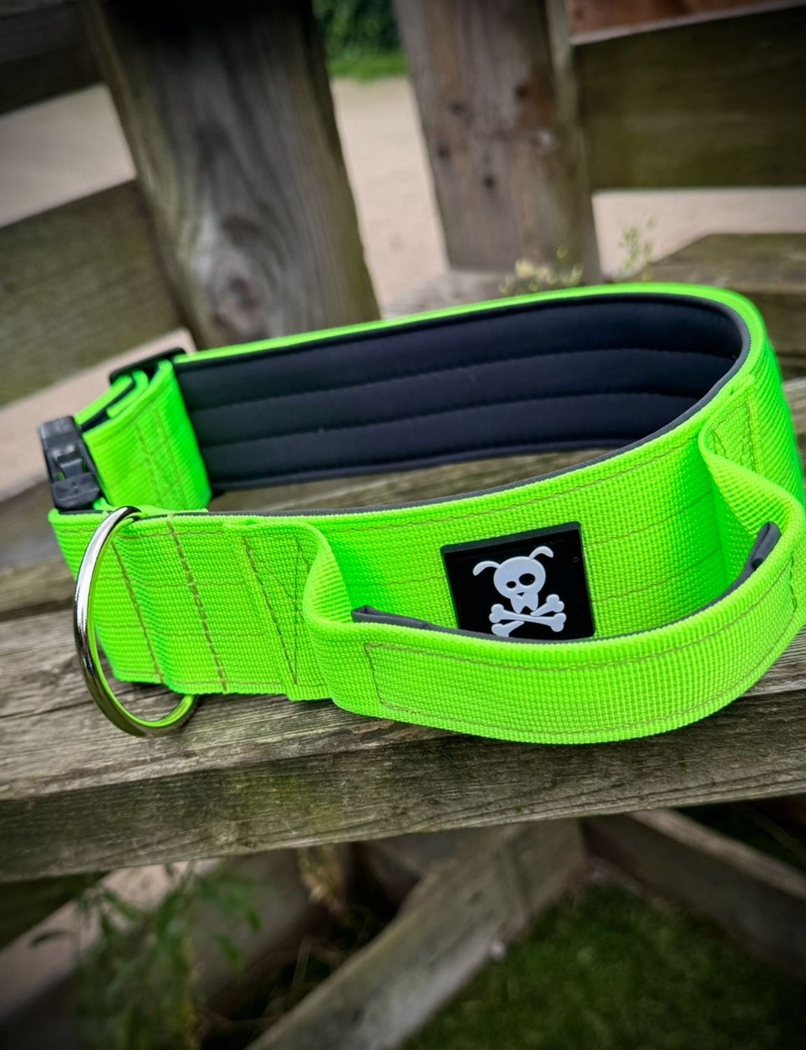 Halsband met handvat Neon Green  XL