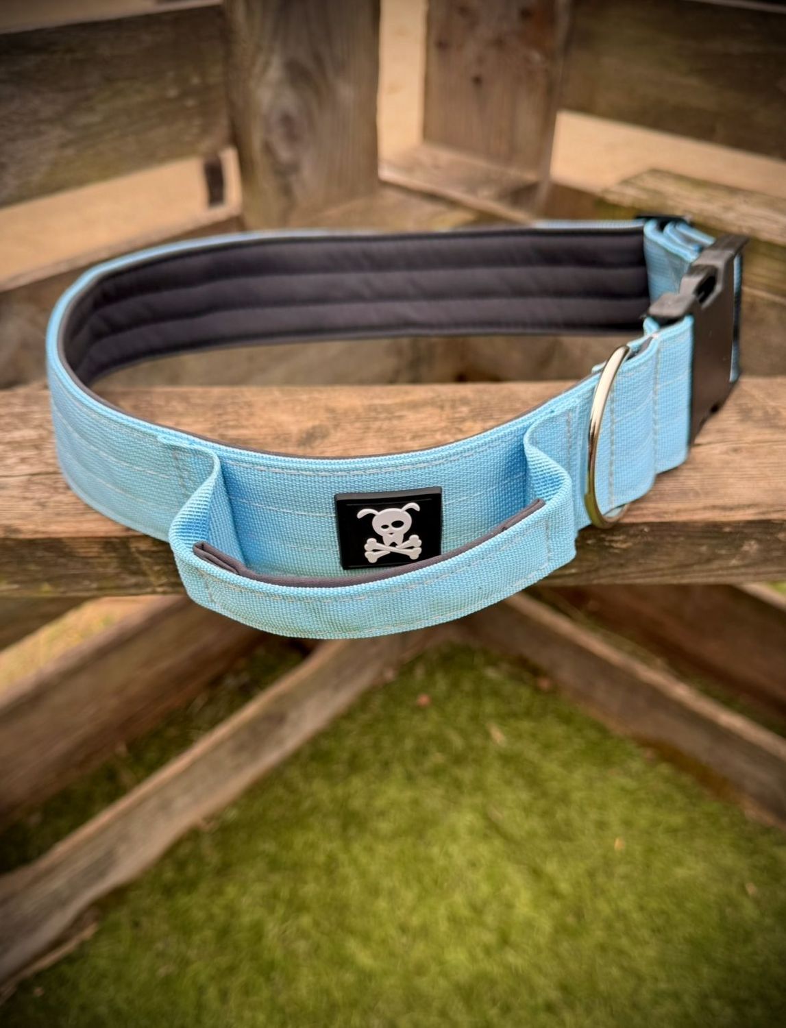 Halsband met handvat Baby Blue XXL (enkel op bestelling)