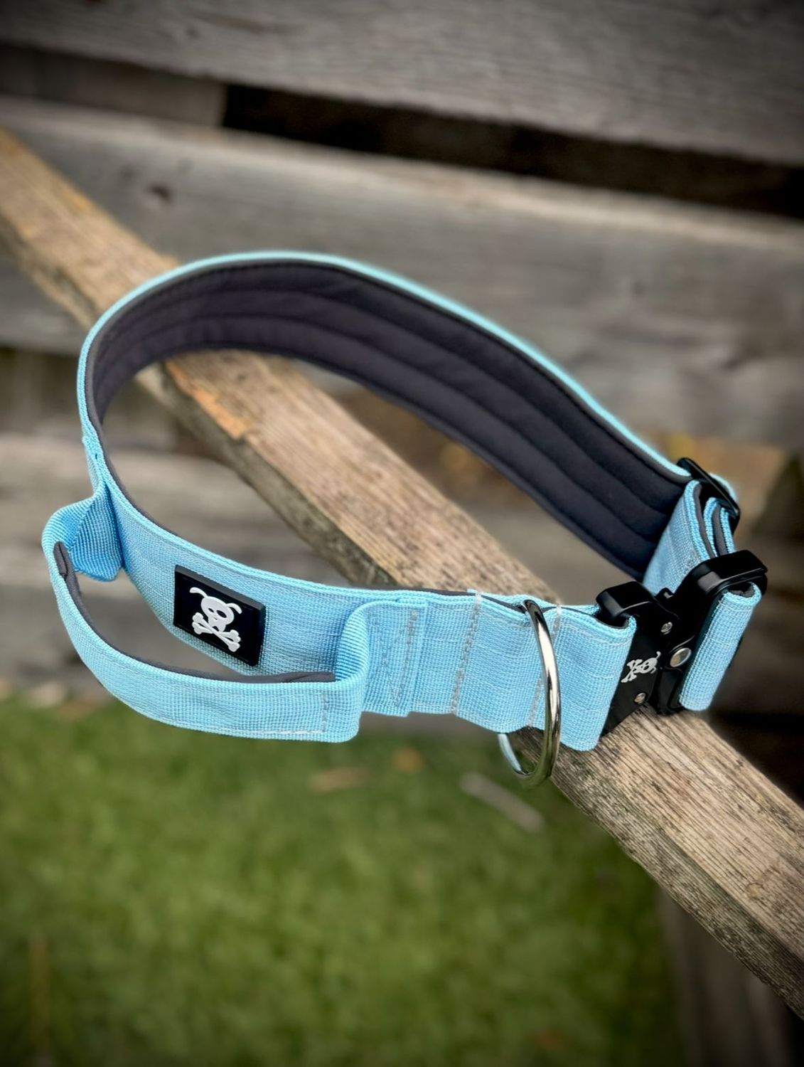 Halsband met handvat Baby Blue XXL (enkel op bestelling)