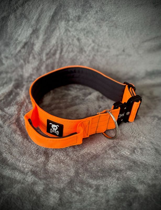 Halsband met handvat Neon Orange XL