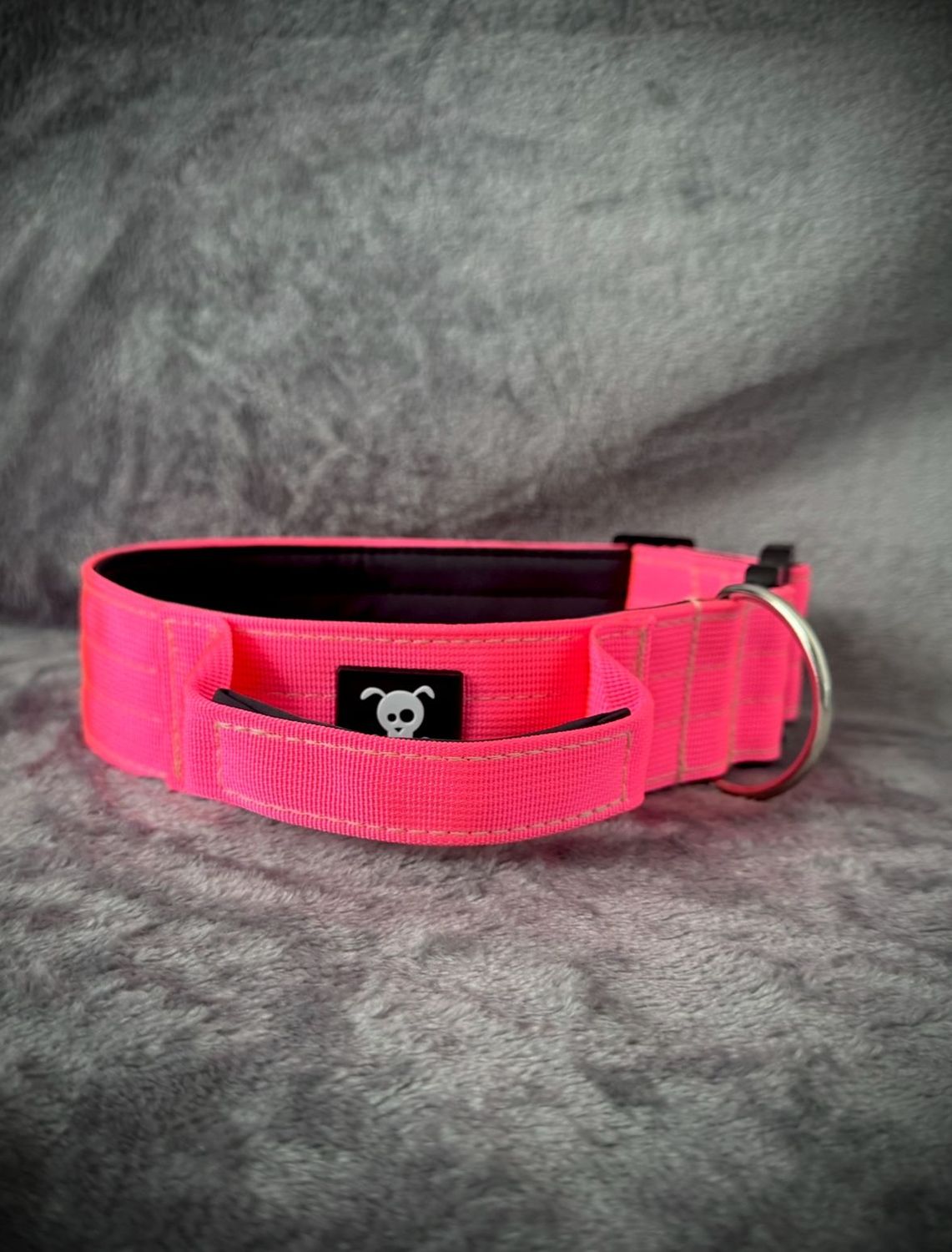 Halsband met handvat Neon Pink M
