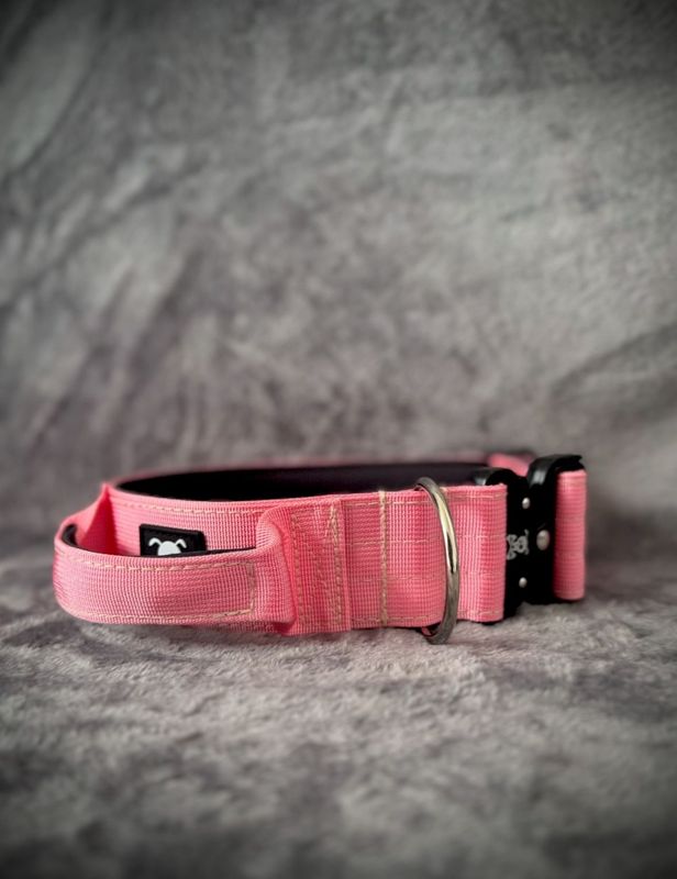 Halsband met handvat Baby Pink XXL (enkel op bestelling)