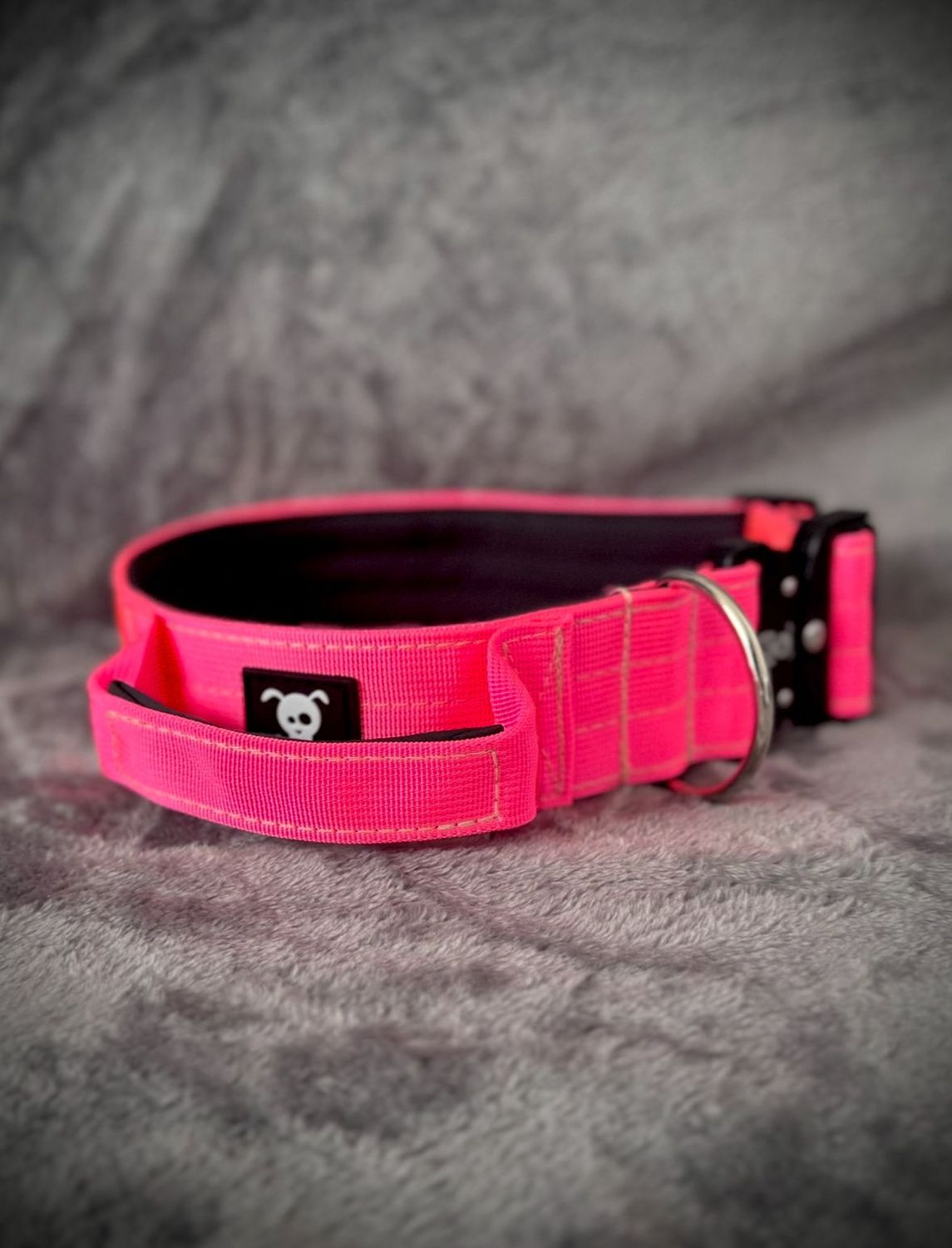 Halsband met handvat Neon Pink XXL (enkel op bestelling)