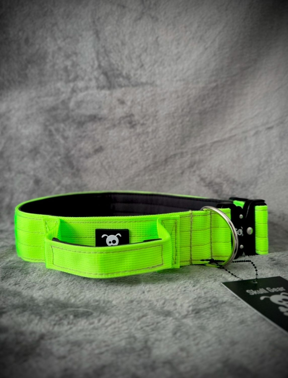 Halsband met handvat Neon Green XXL (enkel op bestelling)
