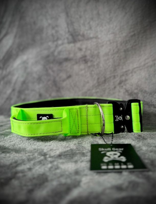 Halsband met handvat Neon Green  XL