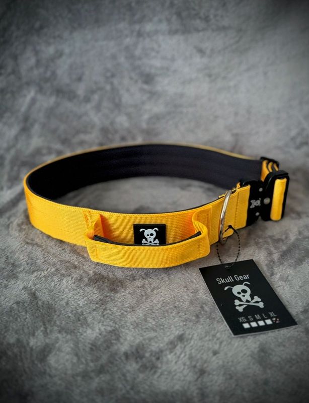 Halsband met handvat Sunshine Yellow XXL (enkel op bestelling)