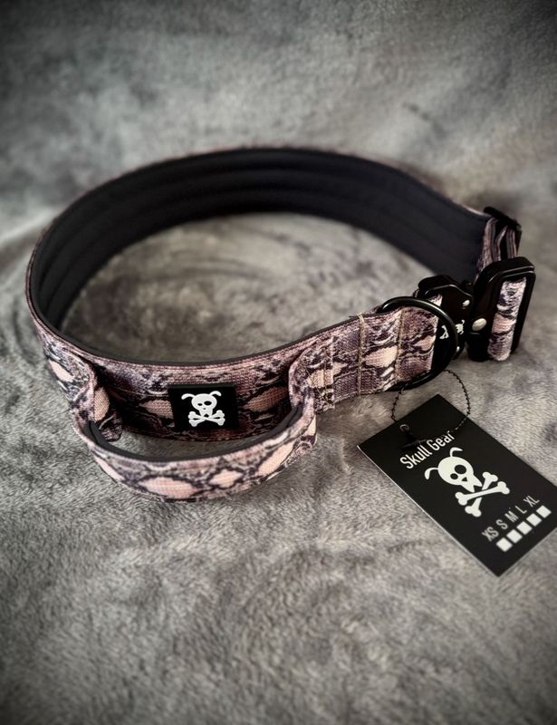 Halsband met handvat Snakeskin XXL (enkel op bestelling)