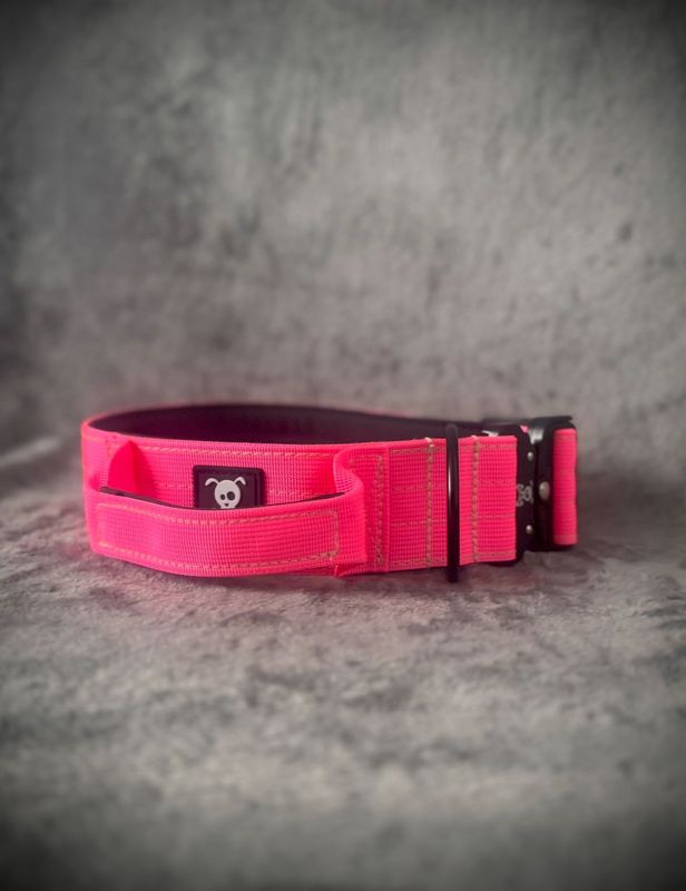 Halsband met handvat Neon Pink L