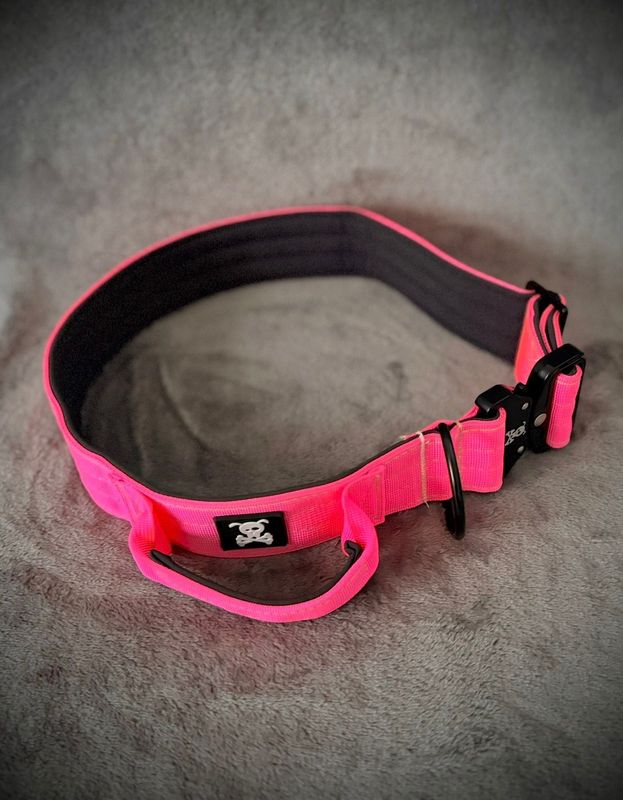 Halsband met handvat Neon Pink XXL (enkel op bestelling)