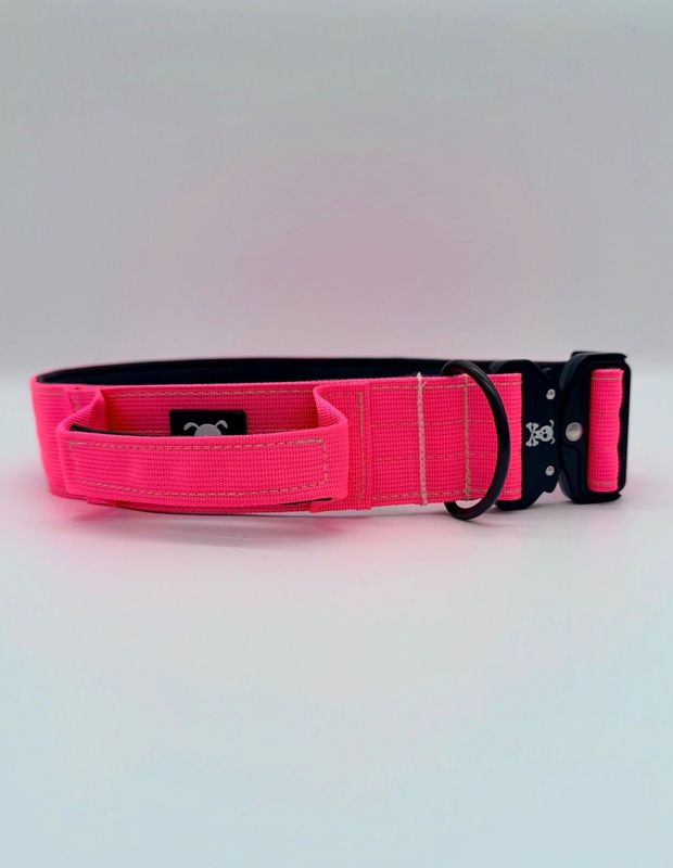 Halsband met handvat Neon Pink XL