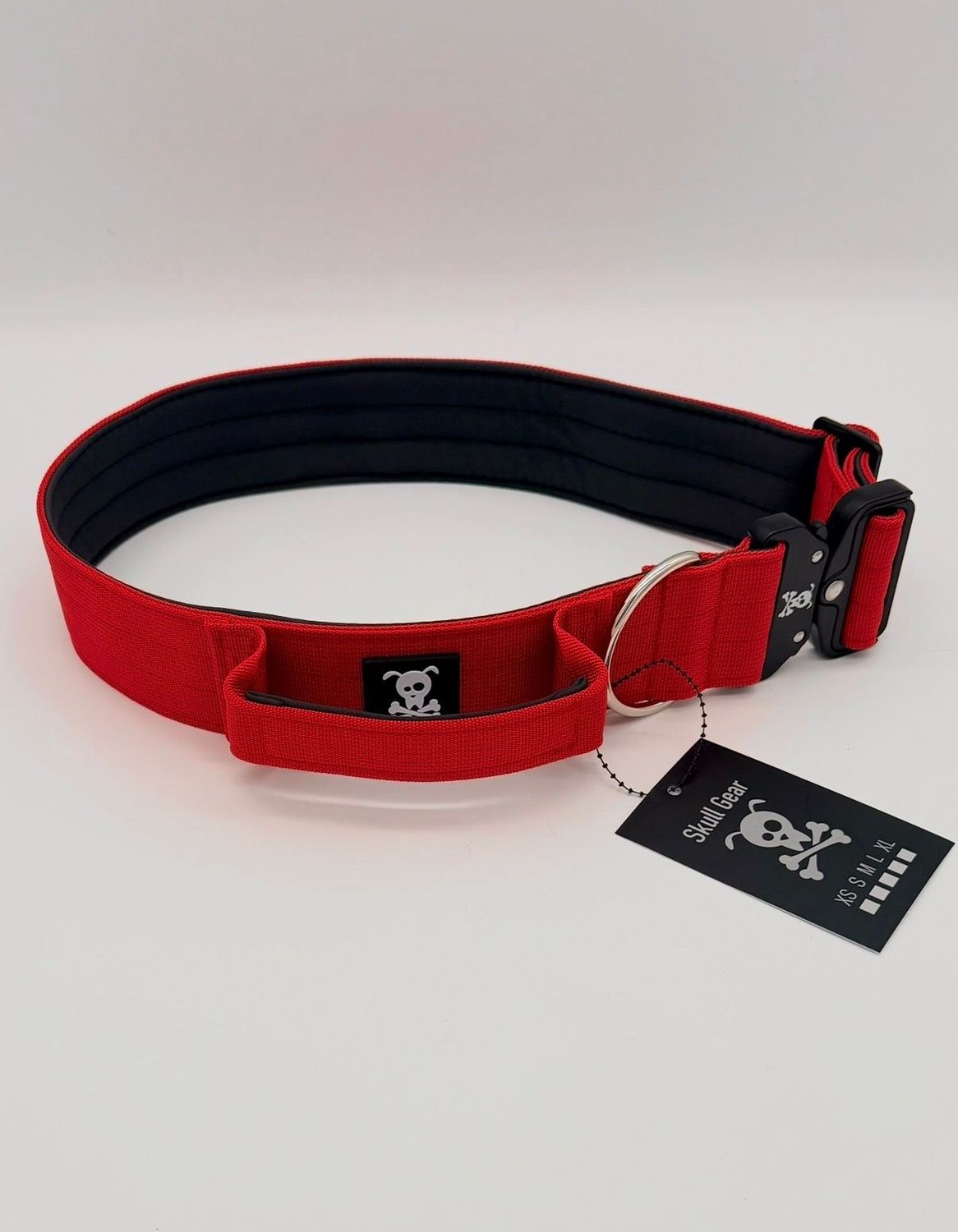 Halsband met handvat Red Velvet XXL (enkel op bestelling)